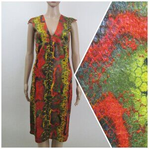 VTG 90s Y2K Mayren Viray snake print REPTILE XS Python Orange Sheath dress